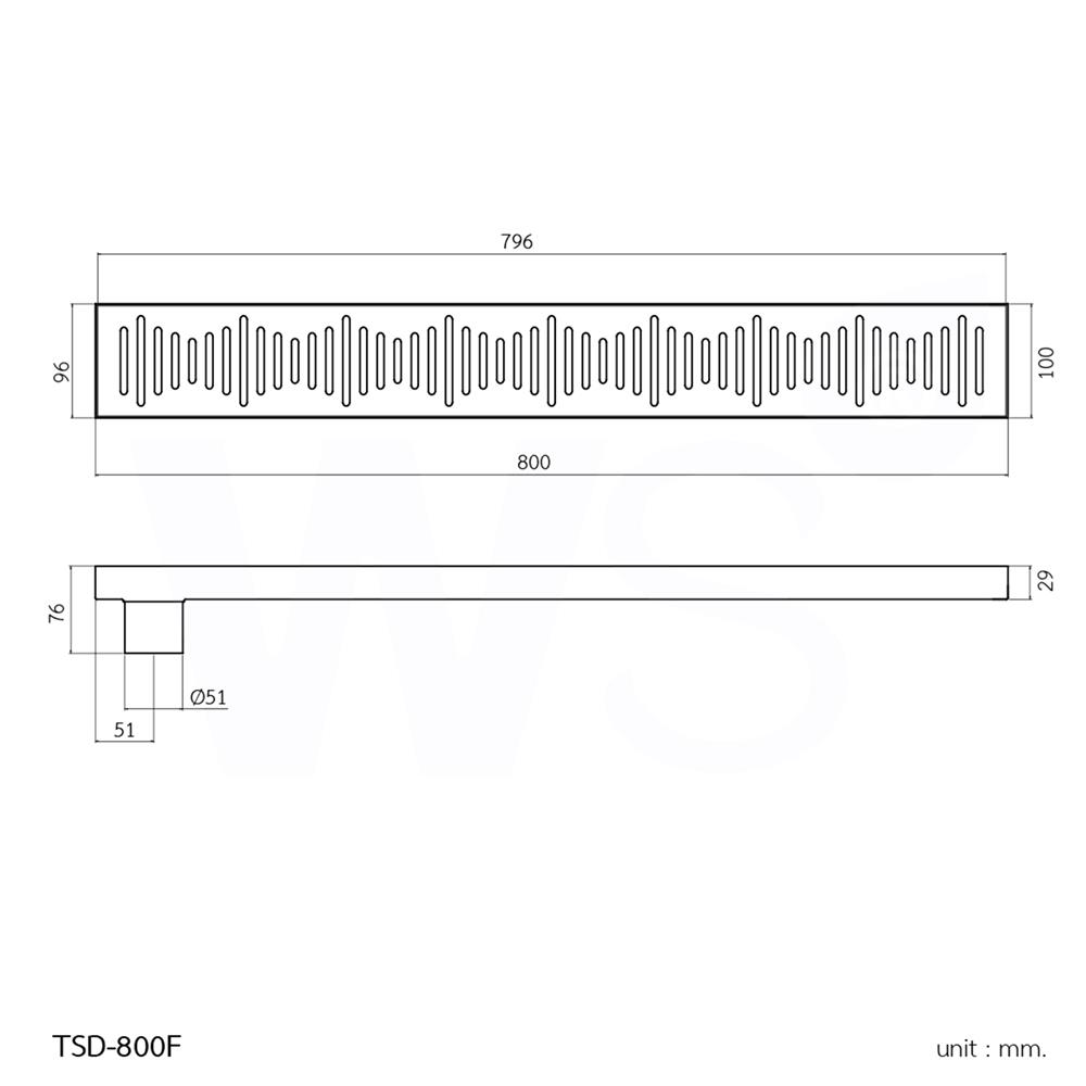 รางน้ำทิ้ง WS TSD-800F 10x80 ซม.