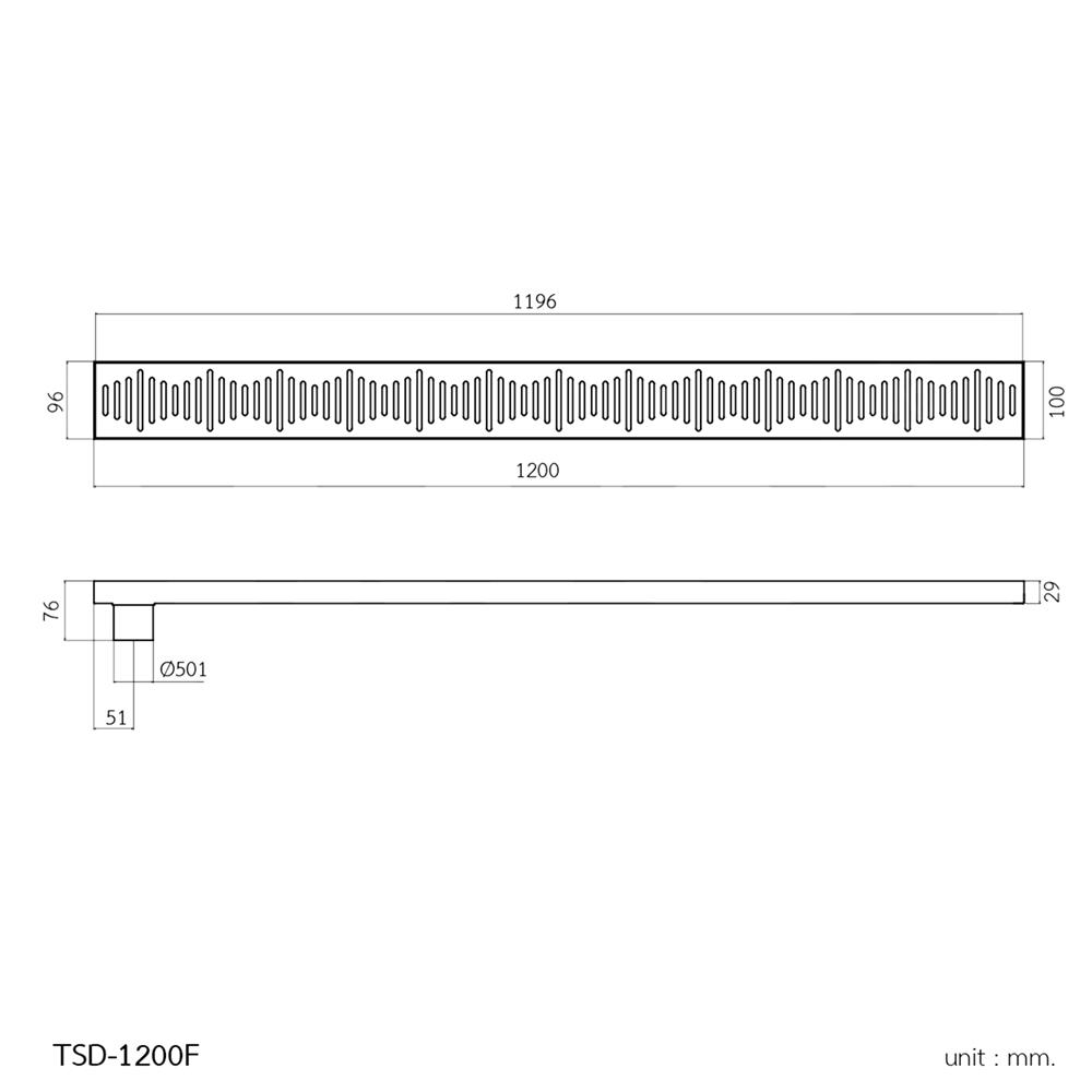 รางน้ำทิ้ง WS TSD-1200F 10x1200 ซม.
