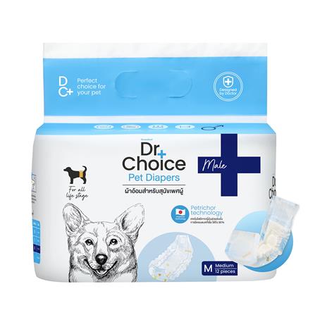 ผ้าอ้อมสุนัข DR.CHOICE MALE DOG DIAPER SIZE M (แพ็ก 12 ชิ้น)_0