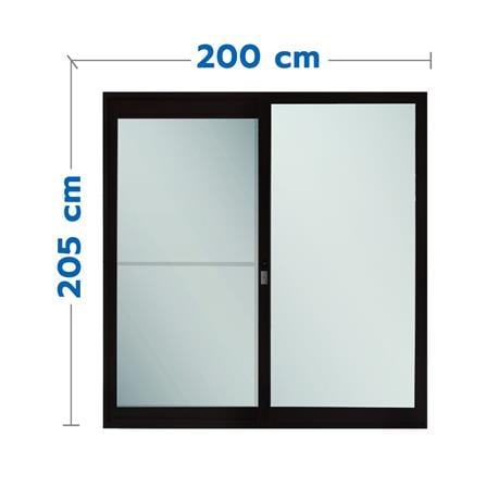 ประตูบานเลื่อน อะลูมิเนียม พร้อมมุ้งลวด SANKYOALUMI J-TRUST VENTILATION 200x205 ซม. สีดำ_0