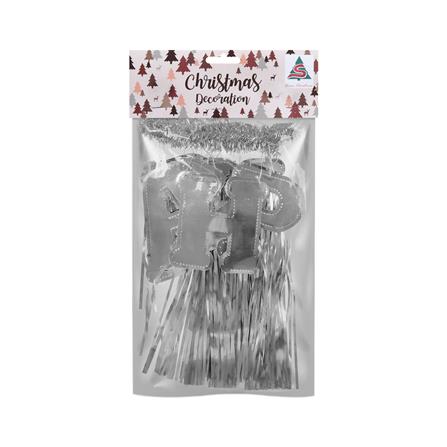 ป้ายตกแต่ง HAPPY BIRTHDAY พร้อมพู่ห้อย SIAMXMAS 200x30 ซม. สีเงิน_1