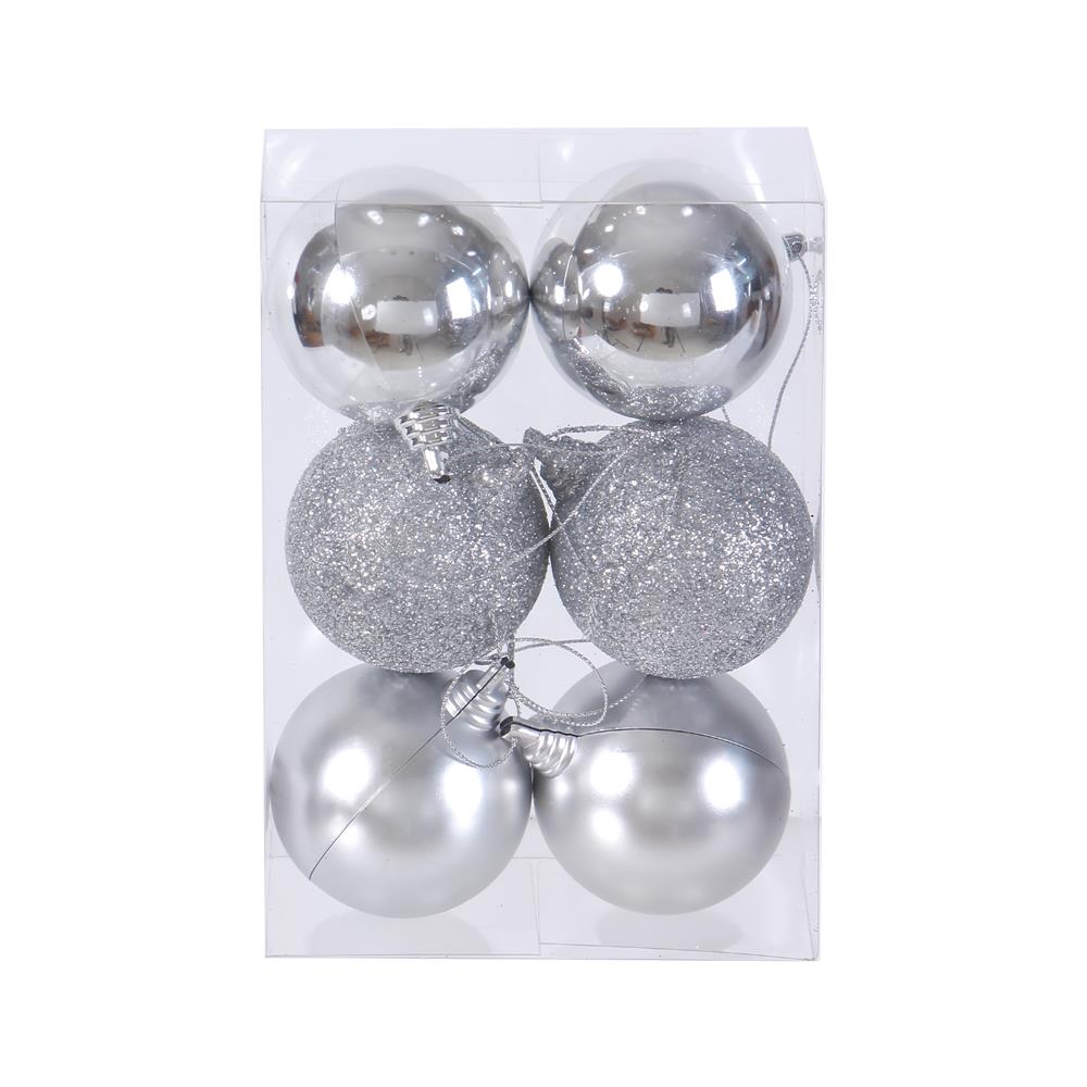 ชุดบอลตกแต่ง SIAMXMAS V2 6 ซม. สีเงิน (แพ็ก 6 ชิ้น)