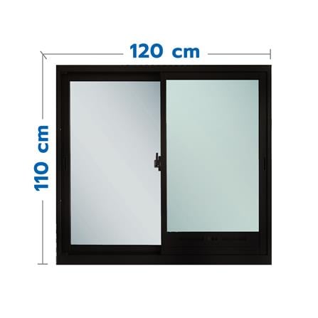 หน้าต่างบานเลื่อน อะลูมิเนียม พร้อมมุ้งลวด SANKYOALUMI J-TRUST VENTILATION 120x110 ซม. สีดำ_0