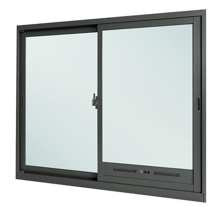 หน้าต่างบานเลื่อน อะลูมิเนียม พร้อมมุ้งลวด SANKYOALUMI J-TRUST VENTILATION 120x110 ซม. สีเทา_1
