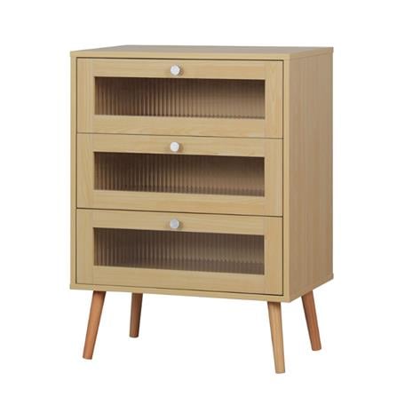 ตู้ลิ้นชัก 3 ลิ้นชัก FURDINI WAVE 60 ซม. สี NATURAL/กระจกลอน_0