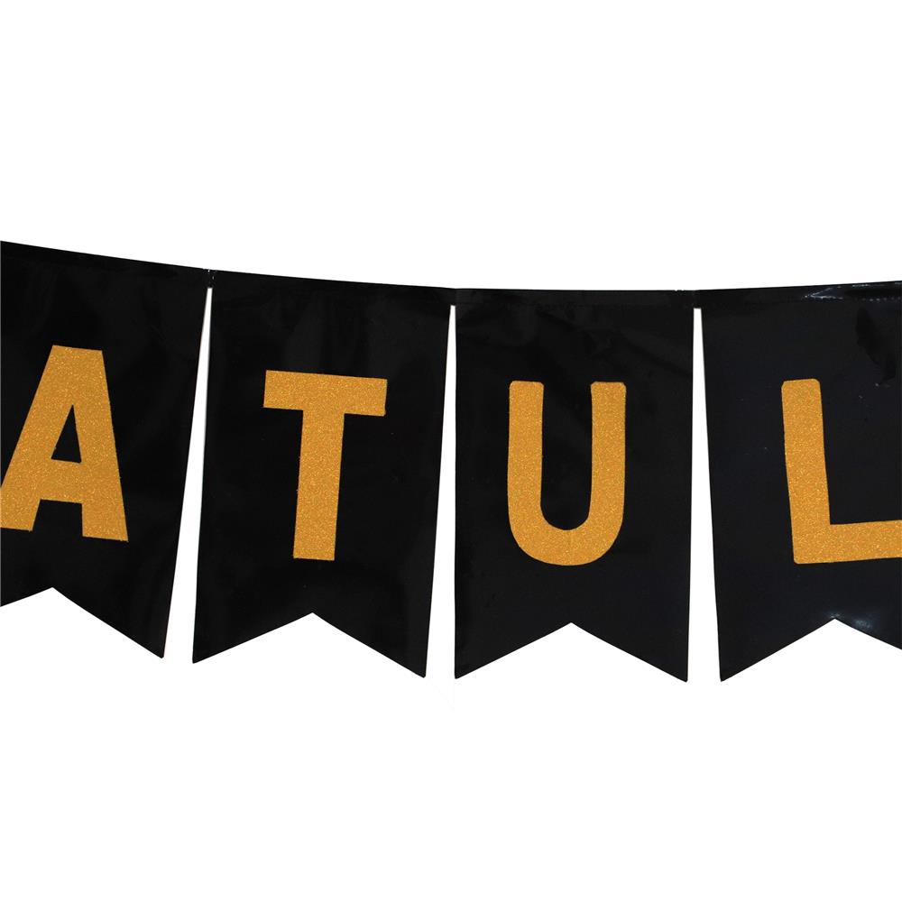 ป้ายตกแต่ง CONGRATULATION SIAMXMAS 150x30 ซม. สีดำ/ทอง