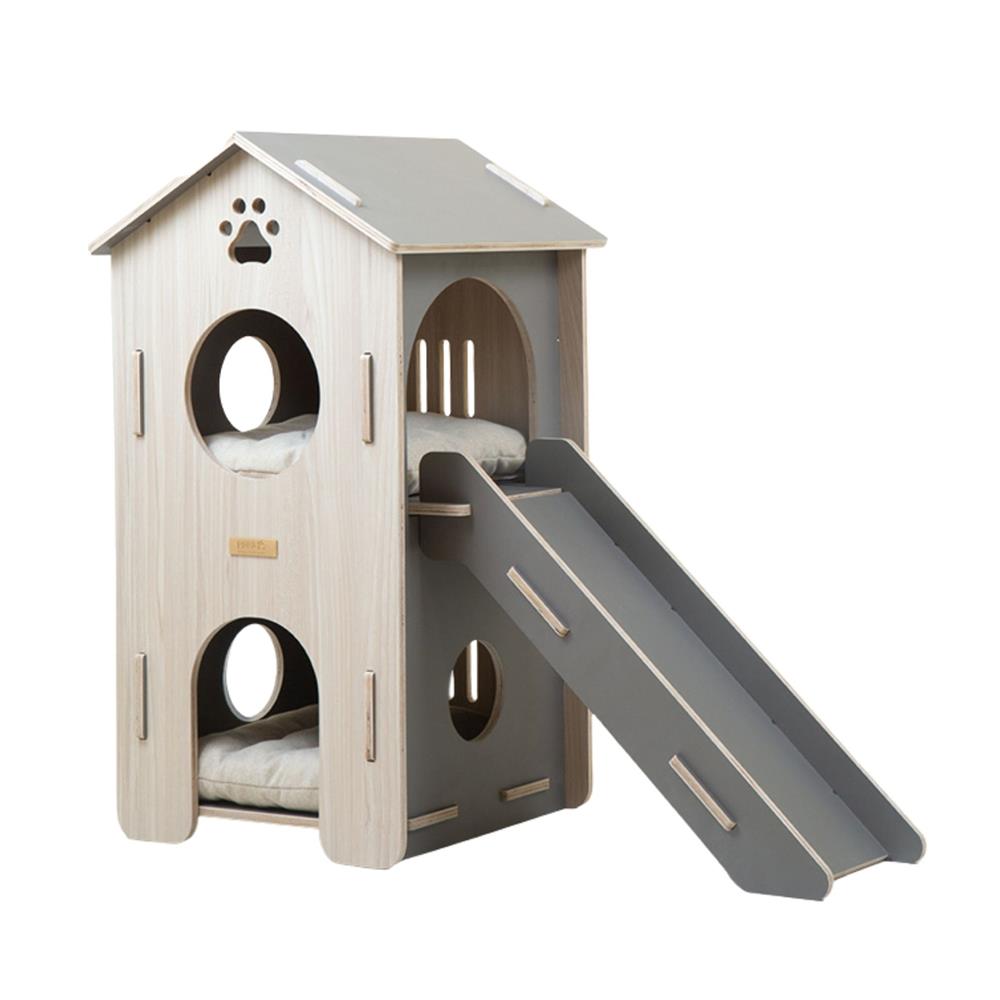 บ้านสัตว์เลี้ยง 2 ชั้น DR.CHOICE SKY SCRAPER ELEGANT สีเทา