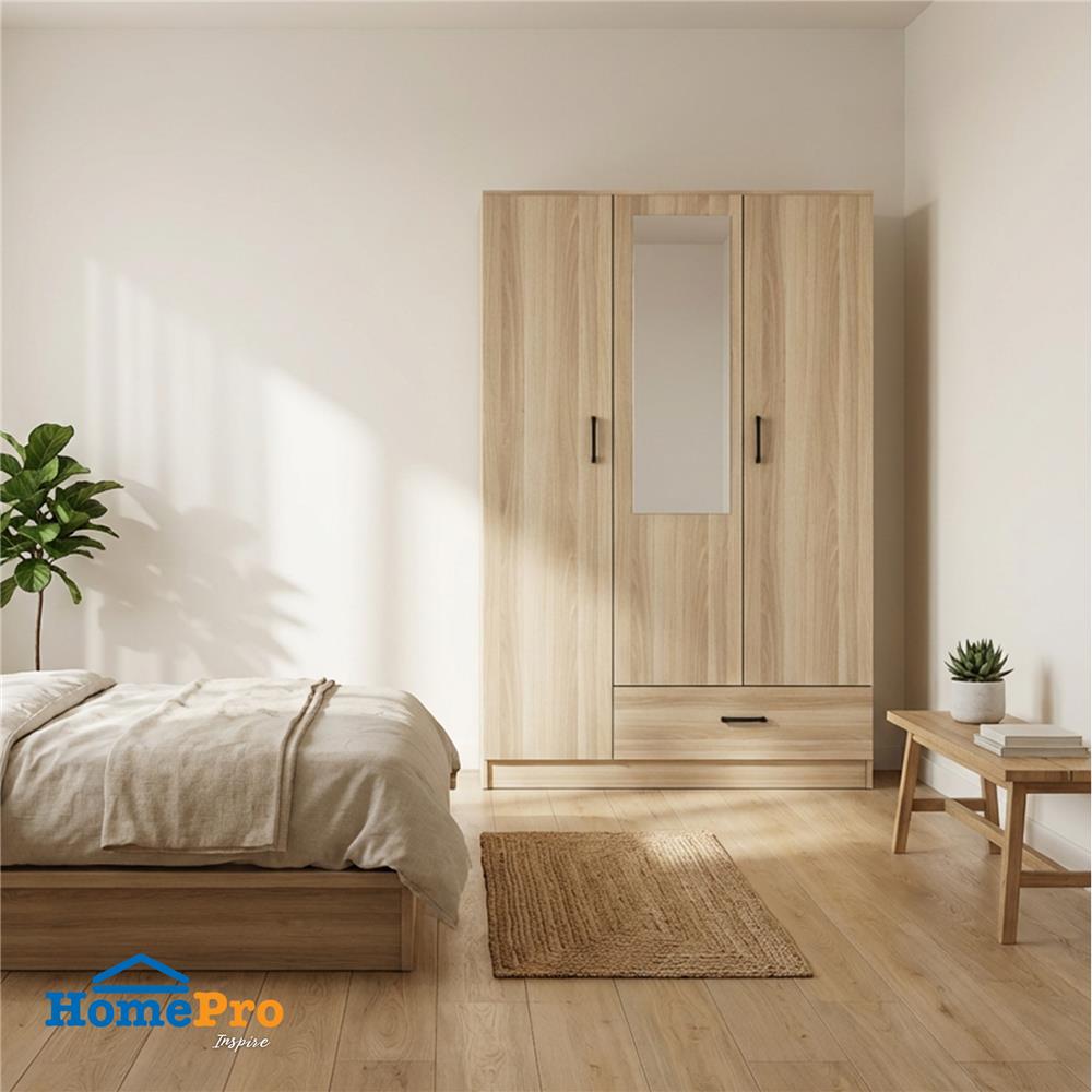 ตู้เสื้อผ้า 3 บานเปิด FURDINI FIGHT 120 ซม. สี NATURAL OAK