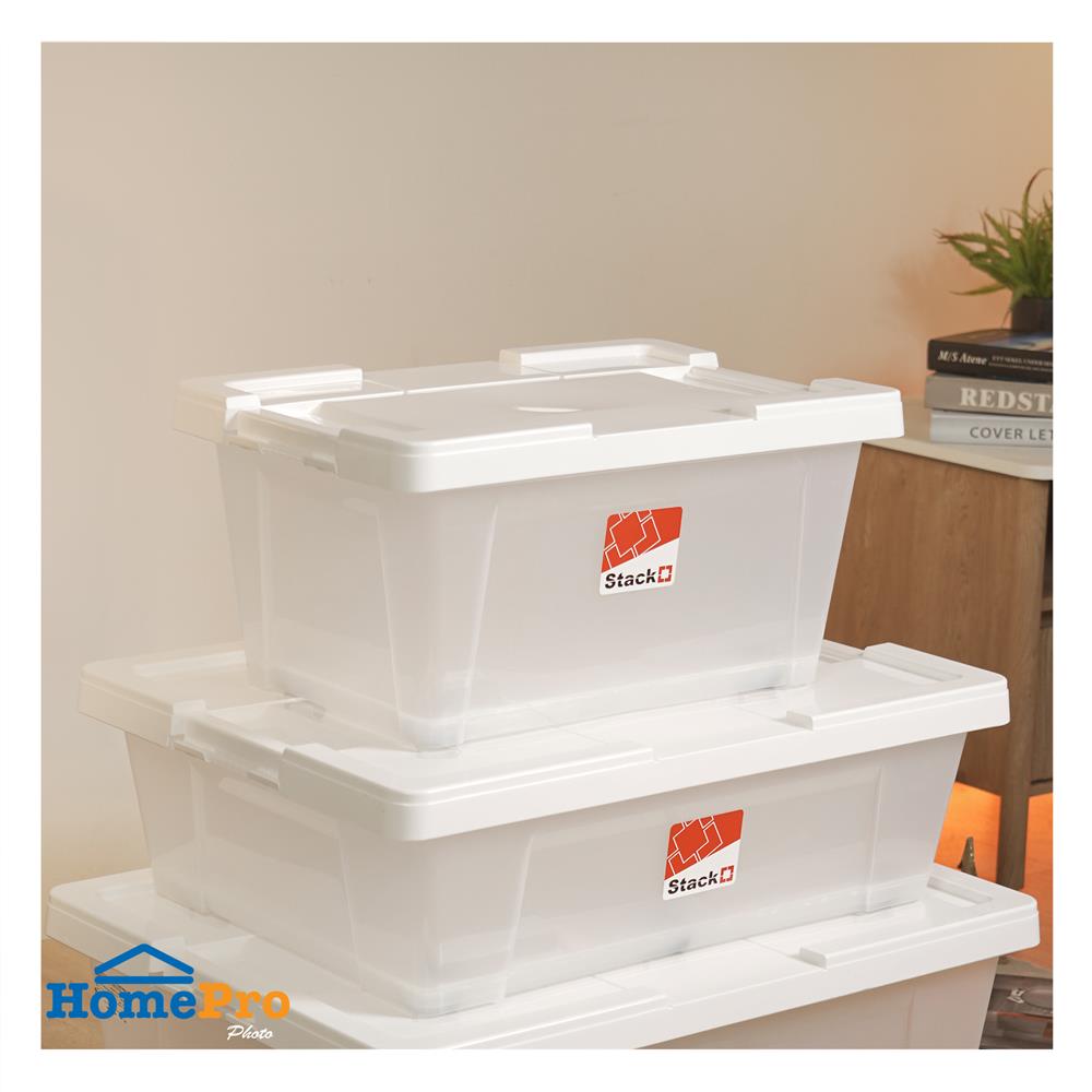กล่องเก็บของ STACKO MORI SIZE S 35 ลิตร สีขาว/ใส
