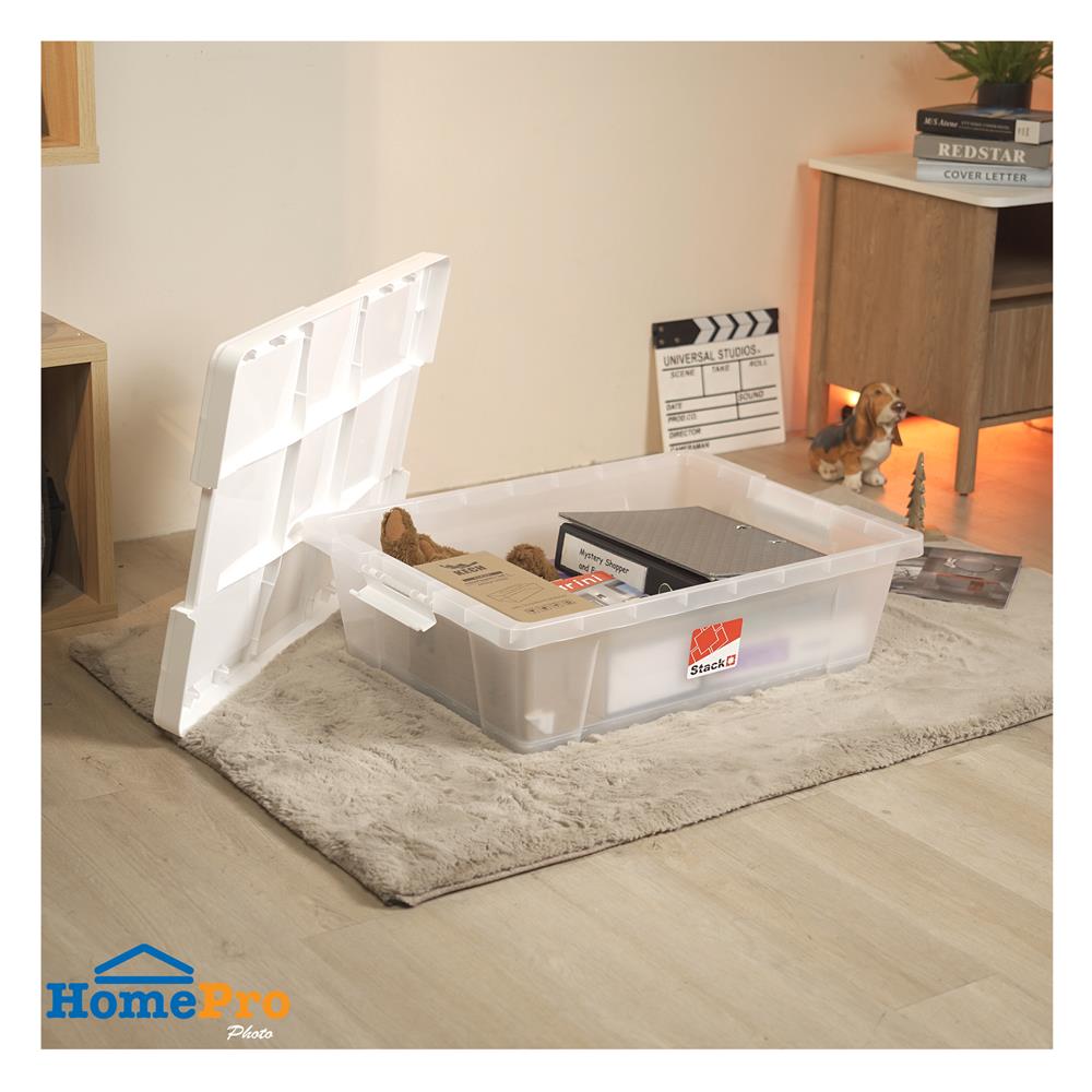 กล่องเก็บของ STACKO MORI SIZE M 50 ลิตร สีขาว/ใส