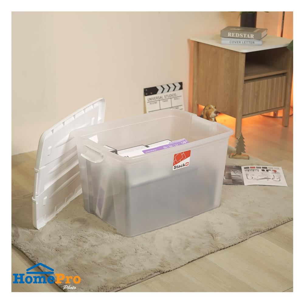 กล่องเก็บของ STACKO BULK 75 ลิตร สีขาว/ใส