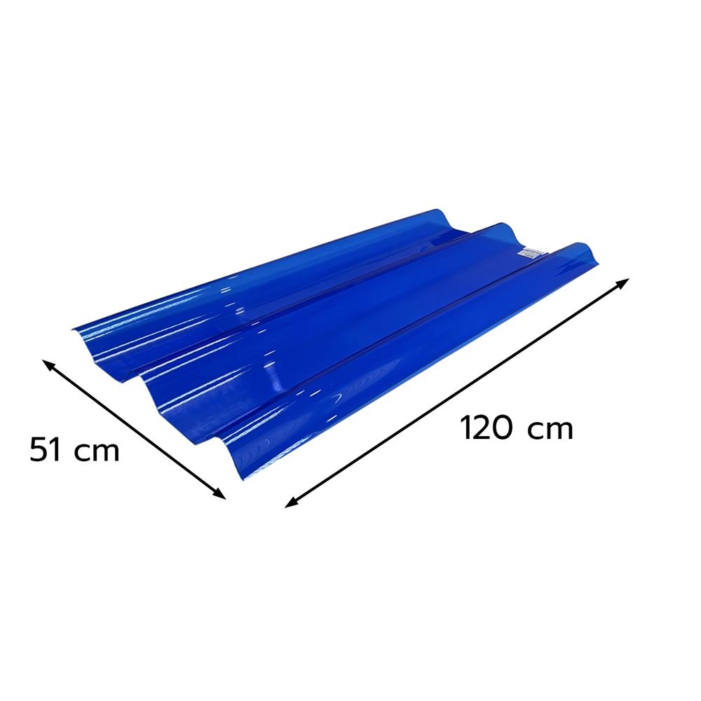 แผ่นโปร่งแสง ลอนคู่ ผิวเรียบ SUNSHIELD 1.2 มม. 0.51x1.2 ม. สีน้ำเงิน