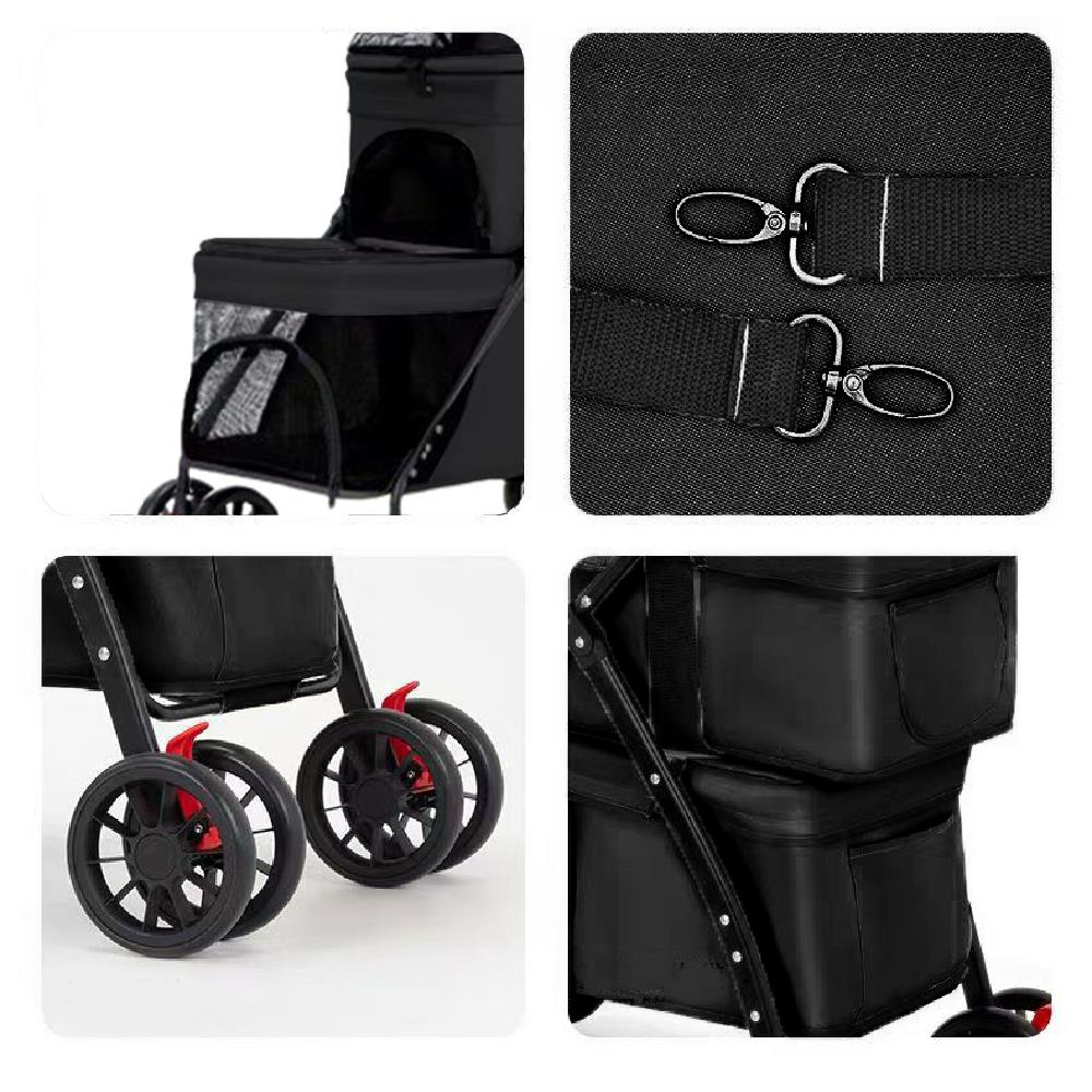 รถเข็นสัตว์เลี้ยง DPETT FOLDX สีดำ