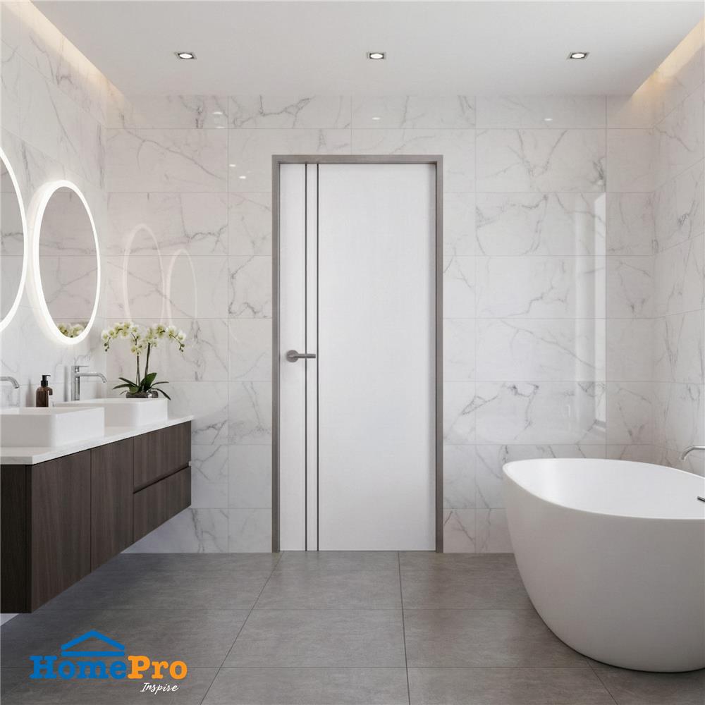 ประตูห้องน้ำ UPVC เจาะลูกบิด AZLE AZ 1-WH 70x200 ซม. สีขาว