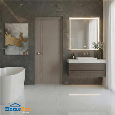 ประตูห้องน้ำ UPVC เจาะลูกบิด AZLE AZ 2-GY 70x200 ซม. สีเทา_1