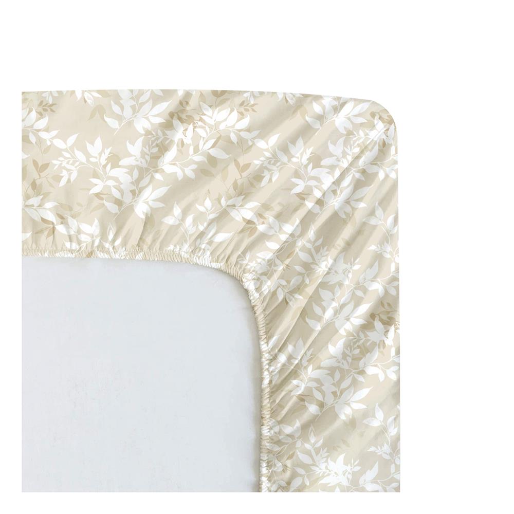 ชุดผ้าปูที่นอน 6 ฟุต (ชุด 3 ชิ้น) HOME LIVING STYLE DUO LEAFY สี BEIGE (แพ็กคู่)