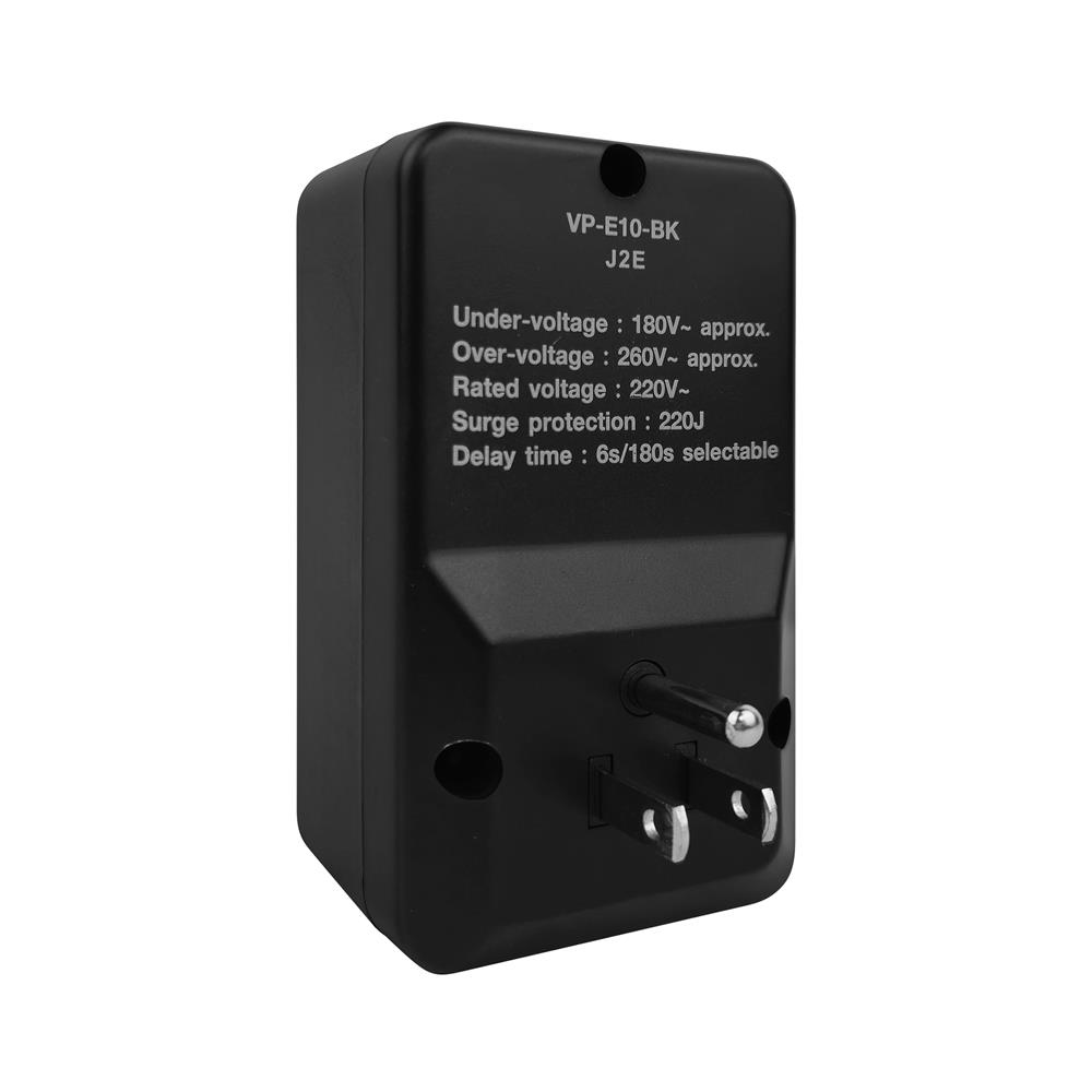 อุปกรณ์กันแรงดันไฟเกิน/ไฟตก พร้อมเต้ารับสามขา HACO 15 แอมป์ 180-260 โวลต์ สีดำ