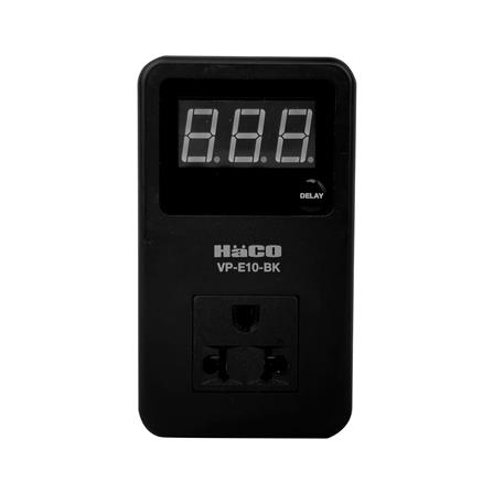 อุปกรณ์กันแรงดันไฟเกิน/ไฟตก พร้อมเต้ารับสามขา HACO 15 แอมป์ 180-260 โวลต์ สีดำ_0