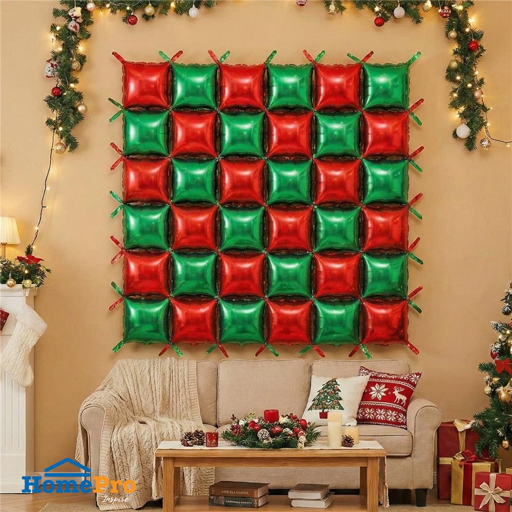 ลูกโป่งฟอยล์ทรงสี่เหลี่ยม SNAZZ 11 นิ้ว สีแดง-เขียว