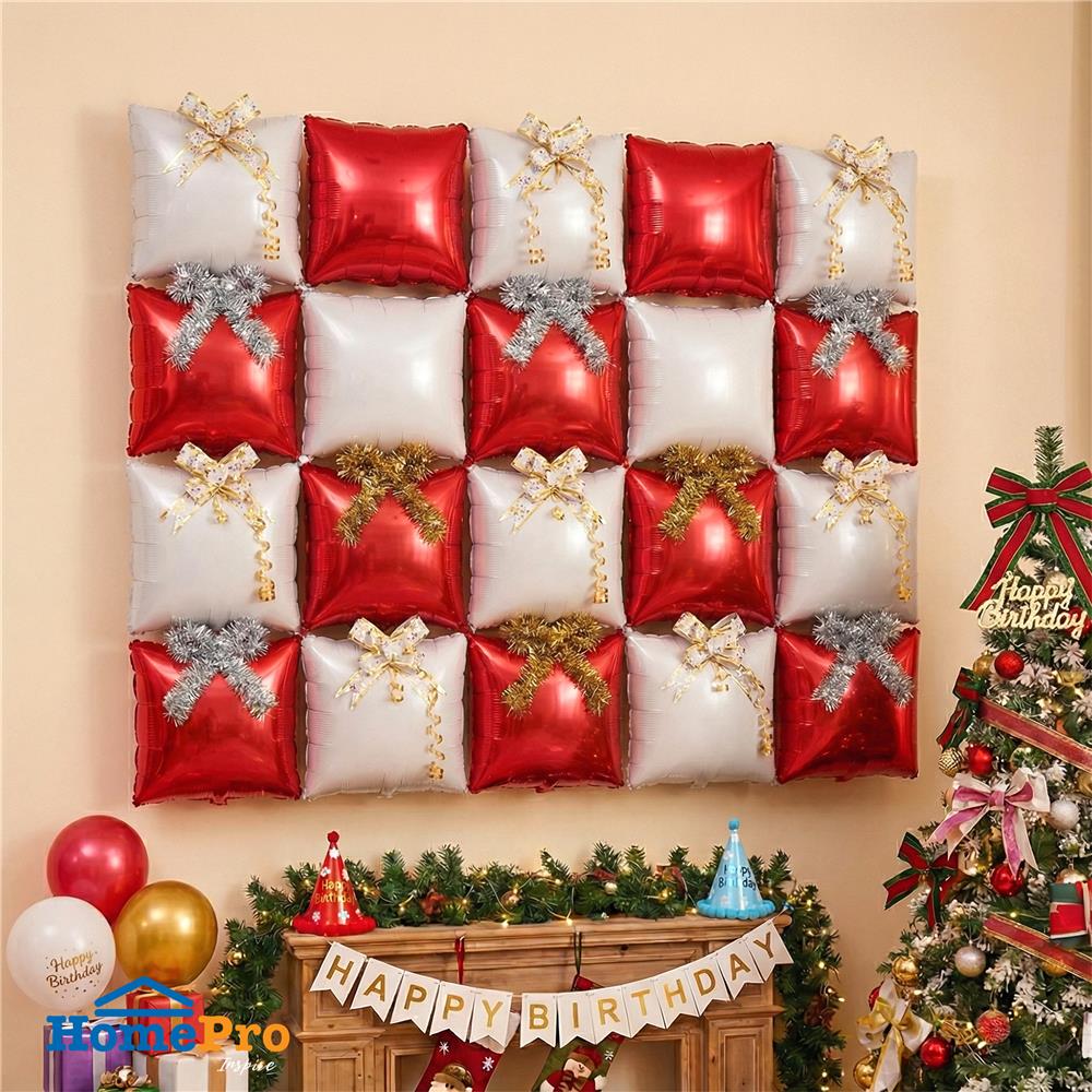 ลูกโป่งฟอยล์ทรงสี่เหลี่ยม SNAZZ 11 นิ้ว สีขาว-แดง