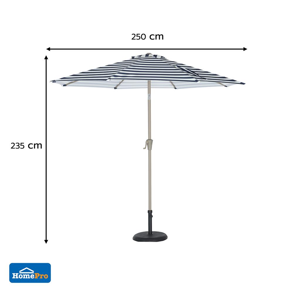 ร่มสนามกลม SPRING VILLA STRIP สีขาว/ฟ้า