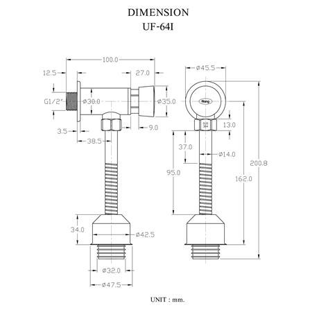ฟลัชวาล์วโถชายท่อตรง HANG UF-64I_2