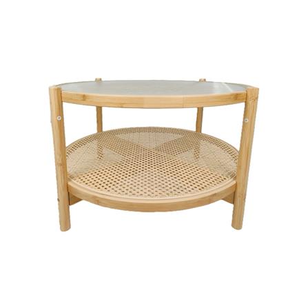 โต๊ะกลางกลม FUDINI WAVE สี NATURAL/กระจกลอน_1