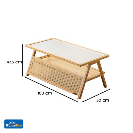 โต๊ะกลางเหลี่ยม FURDINI WAVE สี NATURAL/กระจกลอน_3