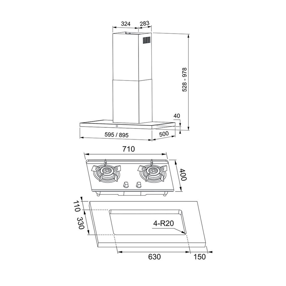 เตาฝัง+เครื่องดูดควัน FRANKE FHS7212+ARNO90XS