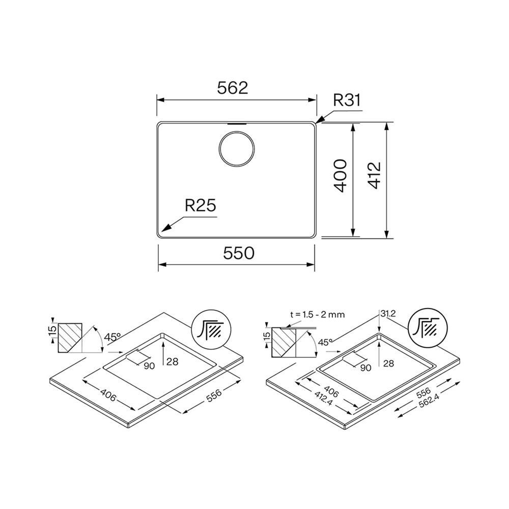 ซิงค์ฝัง 1 หลุม FRANKE MYX 210-55 เงิน