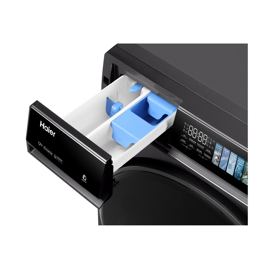 เครื่องซักผ้าฝาหน้า HAIER HW120-BP14367S8U1 12 กก. 1400 RPM อินเวอร์เตอร์ สีดำเงิน