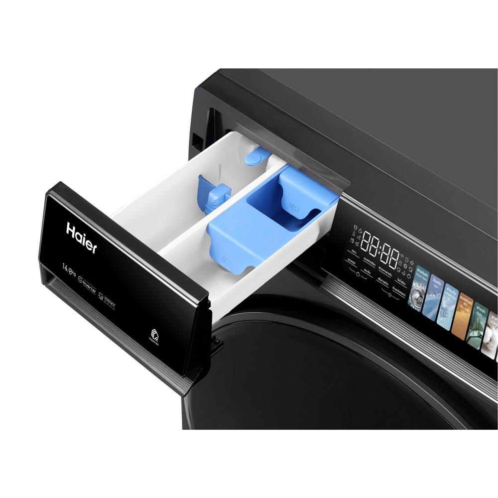 เครื่องซักอบผ้าฝาหน้า HAIER HWD140-BP14367S8U1 14/8 กก. 1400RPM อินเวอร์เตอร์ สีดำเงิน