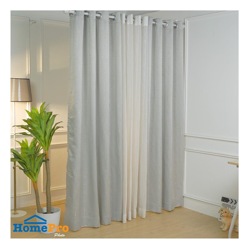 ผ้าม่าน EYELET HOME LIVING STYLE TARTAN UV 140x220 ซม. สีเทา