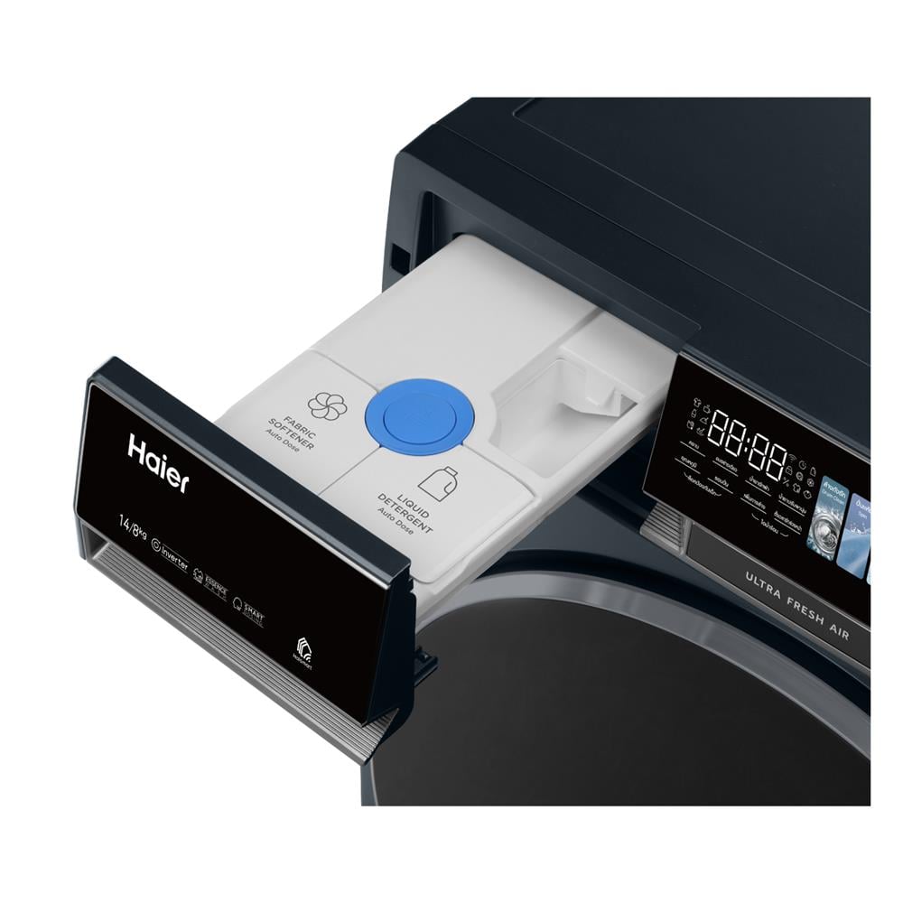 เครื่องซักอบผ้าฝาหน้า HAIER HWD140-BPD14387GNU1 14/8 กก. 1400RPM อินเวอร์เตอร์ สีฟ้าครามเข้ม