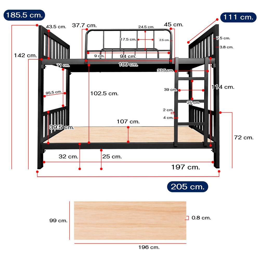 เตียง 2 ชั้น THAIBULL SST2F-TNR4-105 สีดำ