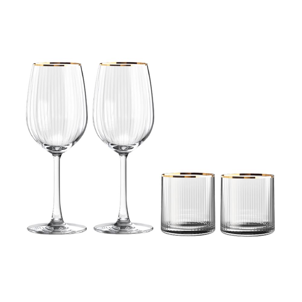 ชุดแก้วไวน์ 350 มล. และแก้วน้ำ 355 มล. OCEAN GLASS ANNIVERSARY MADISON WH GOLD RIMMING