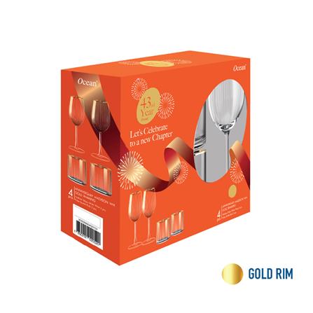 ชุดแก้วไวน์ 350 มล. และแก้วน้ำ 355 มล. OCEAN GLASS ANNIVERSARY MADISON WH GOLD RIMMING_3