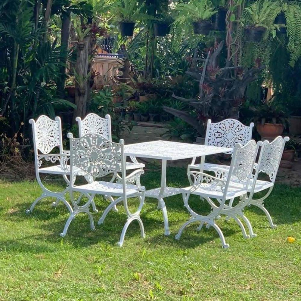 ชุดสนาม 6 ที่นั่ง AUNCHISAALLOY 114x76x70 ซม. สีขาว