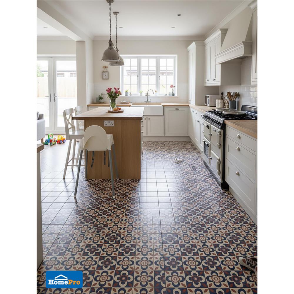 กระเบื้องพื้น 16x16นิ้ว SOSUCO บุษบัน ฟลอร่า ฟ้า PM 0.96 ตร.ม.