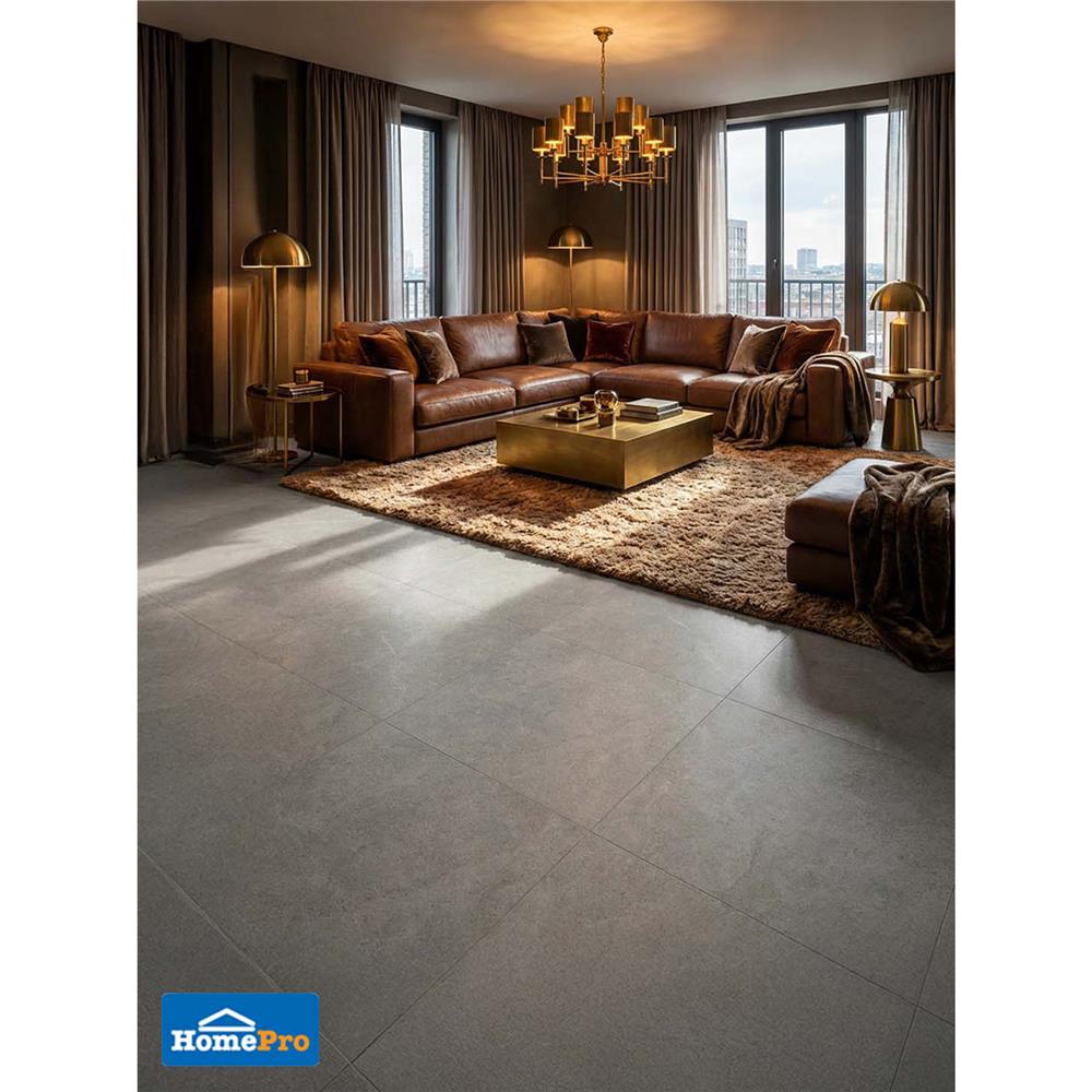 กระเบื้องพื้นพอร์ซเลน 60x60 ซม. COTTO พีโม วอร์ม เทา ซาติน PM 1.44 ตร.ม.