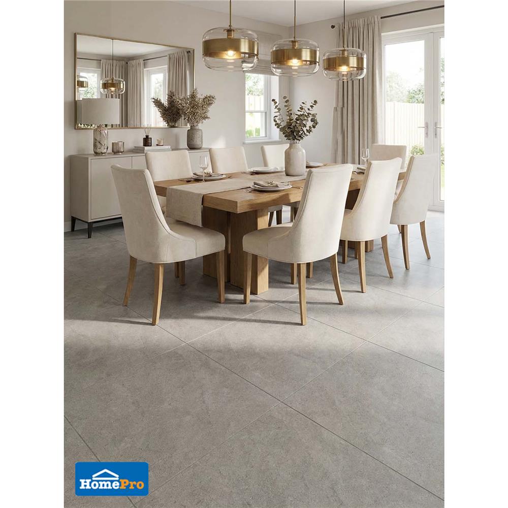 กระเบื้องพื้นพอร์ซเลน 60x60 ซม. COTTO พีโม วอร์ม เทา ซาติน PM 1.44 ตร.ม.