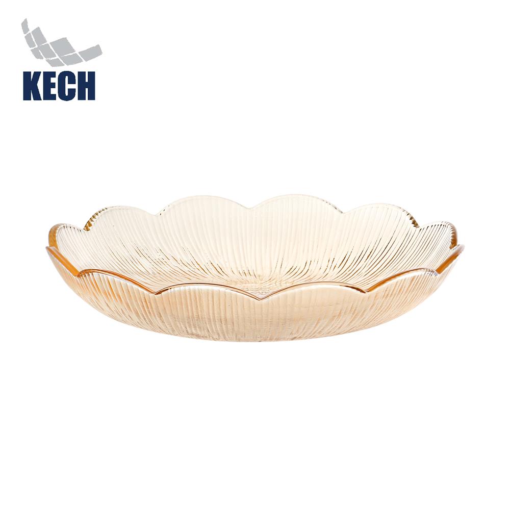 จานแก้ว 9 นิ้ว KECH FLOWER สีน้ำตาล