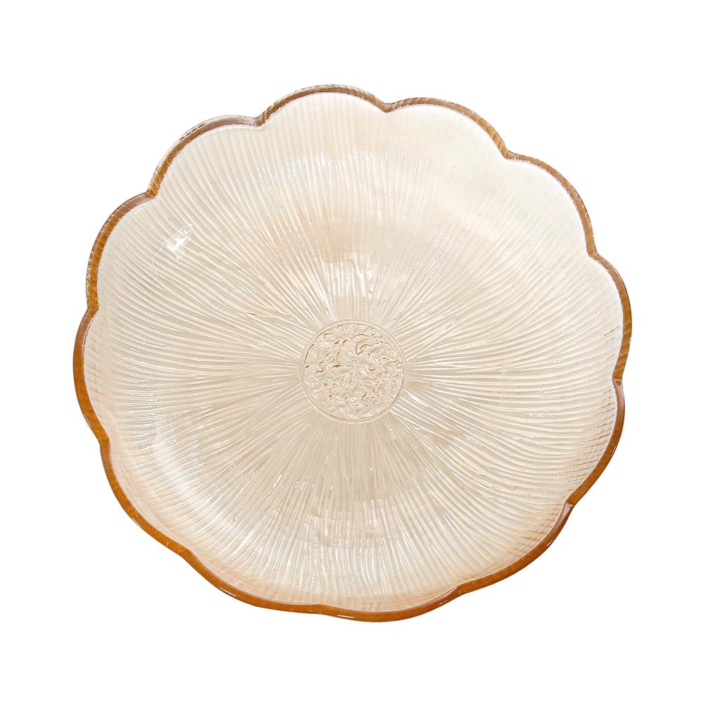 จานแก้ว 9 นิ้ว KECH FLOWER สีน้ำตาล