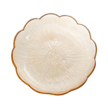 จานแก้ว 9 นิ้ว KECH FLOWER สีน้ำตาล_1