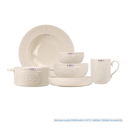 ชามมีหู PORCELAIN 6 นิ้ว FOFO KITTY VINTAGE สีครีม_4