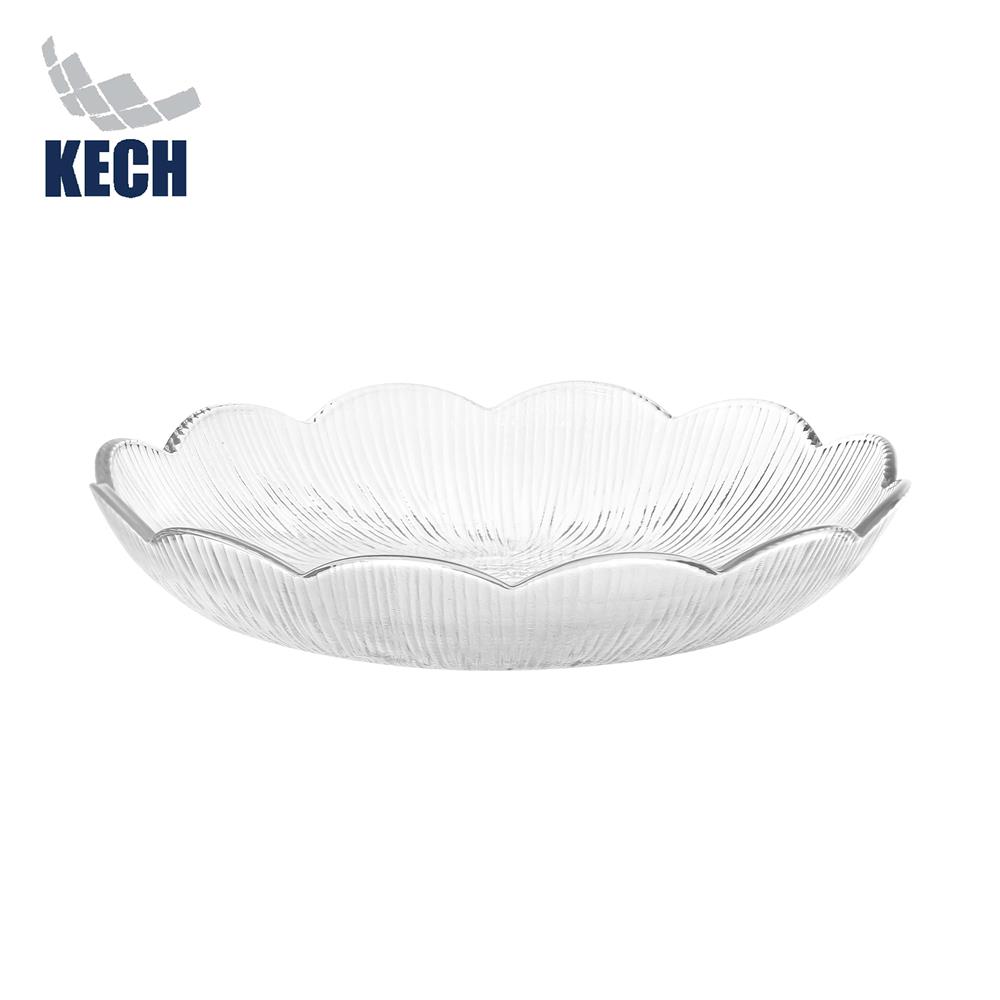 จานแก้ว 9 นิ้ว KECH FLOWER สีใส