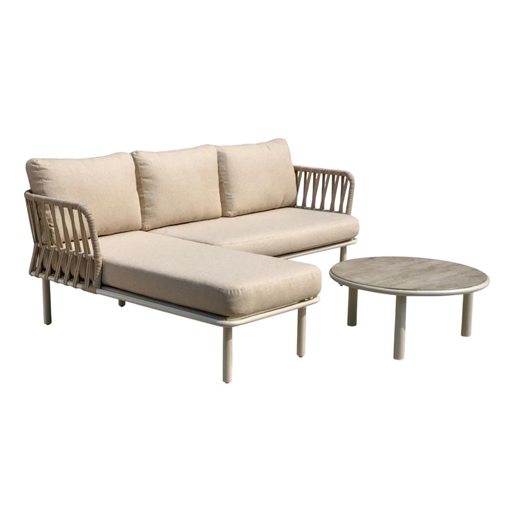 ชุดโซฟาสนามหวายเทียม 3 ที่นั่ง BENETTA CHLOE L-SHAPE สีเบจ