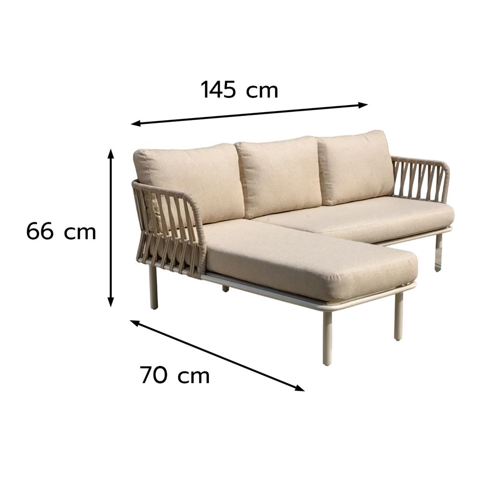 ชุดโซฟาสนามหวายเทียม 3 ที่นั่ง BENETTA CHLOE L-SHAPE สีเบจ