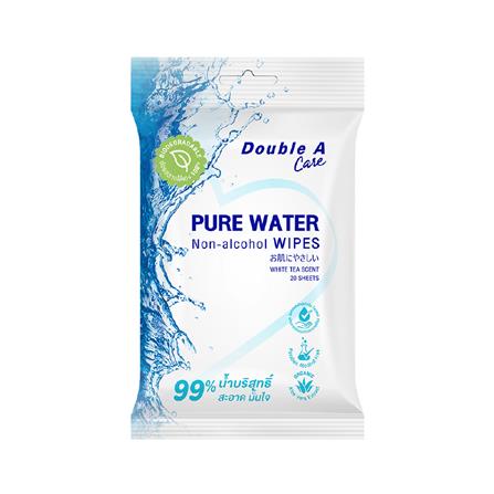 ผ้าเช็ดทำความสะอาดผิว DOUBLE A CARE PURE WATER กลิ่นชาขาว 20 แผ่น_0