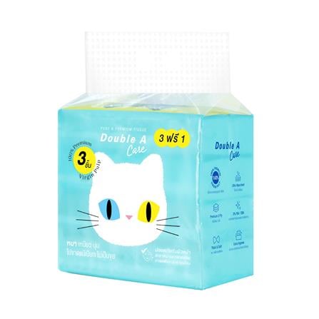 กระดาษเช็ดหน้า DOUBLE A CARE TRAVEL PACK BAN MAEW 60 แผ่น (แพ็ก 3+1)_0
